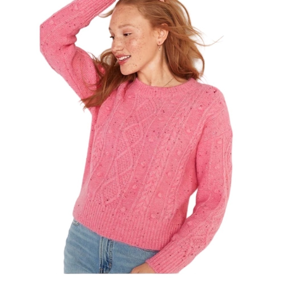 Old Navy Speckled Cable Knit Popcorn Sweater NWT Size L